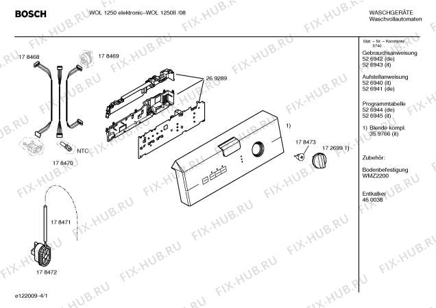 Схема №1 WOL1250II WOL1250 electronic с изображением Инструкция по эксплуатации для стиральной машины Bosch 00526942