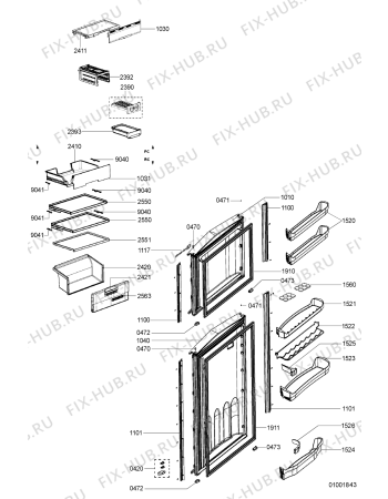 Схема №2 VS 350 AL с изображением Рамка для холодильной камеры Whirlpool 481241848973