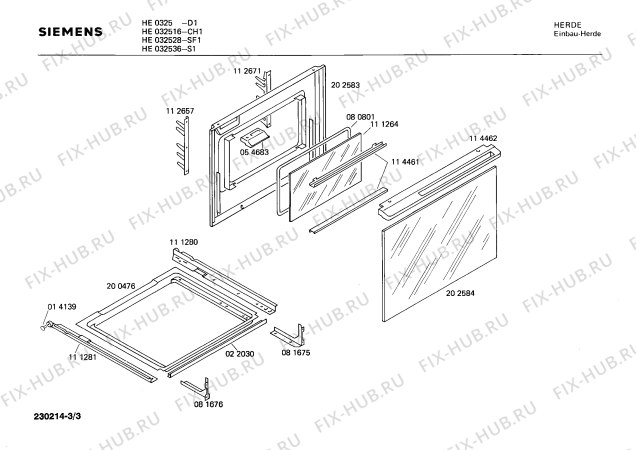 Взрыв-схема плиты (духовки) Siemens HE032528 - Схема узла 03