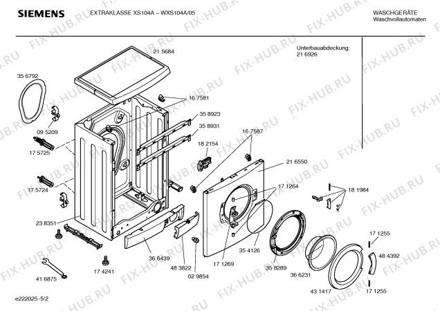 Взрыв-схема стиральной машины Siemens WXS104A EXTRAKLASSE XS 104 A - Схема узла 02