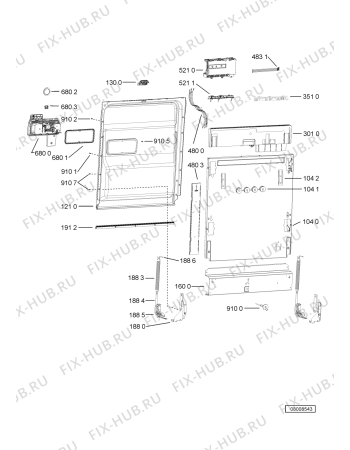 Схема №3 PDSX 6232/1 с изображением Блок управления для посудомойки Whirlpool 481010415083