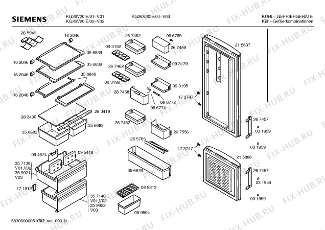 Схема №2 KG36V20IE с изображением Панель управления для холодильной камеры Siemens 00357477