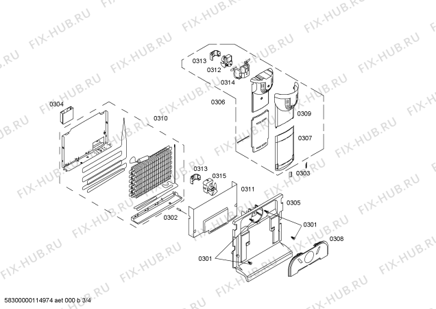 Взрыв-схема холодильника Siemens KG34U190EU - Схема узла 03