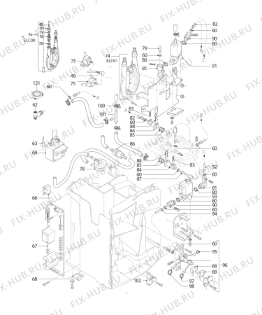 Взрыв-схема кофеварки (кофемашины) Husqvarna Electrolux QCA6021X - Схема узла Section 4