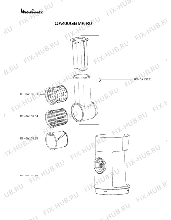 Взрыв-схема кухонного комбайна Moulinex QA400GBM/6R0 - Схема узла KP004131.2P3