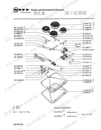 Взрыв-схема плиты (духовки) Neff 1114441532 1444/12NSW - Схема узла 03