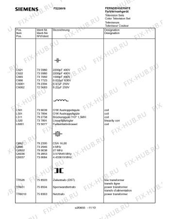 Взрыв-схема телевизора Siemens FS239V6 - Схема узла 10