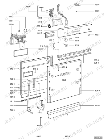 Взрыв-схема посудомоечной машины Indesit ADG655NB1 (F091631) - Схема узла