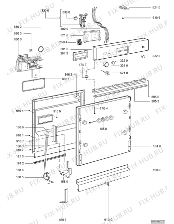 Взрыв-схема посудомоечной машины Whirlpool ADG 8530 NB - Схема узла