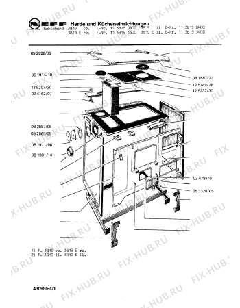 Схема №3 3804HK с изображением Крышка для духового шкафа Bosch 00051914