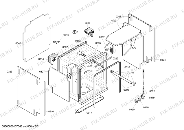 Взрыв-схема посудомоечной машины Bosch SHV6803UC - Схема узла 03