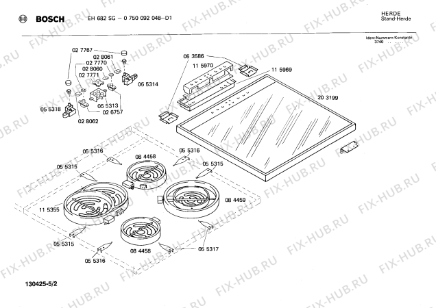 Взрыв-схема плиты (духовки) Bosch 0750092048 EH682SG - Схема узла 02