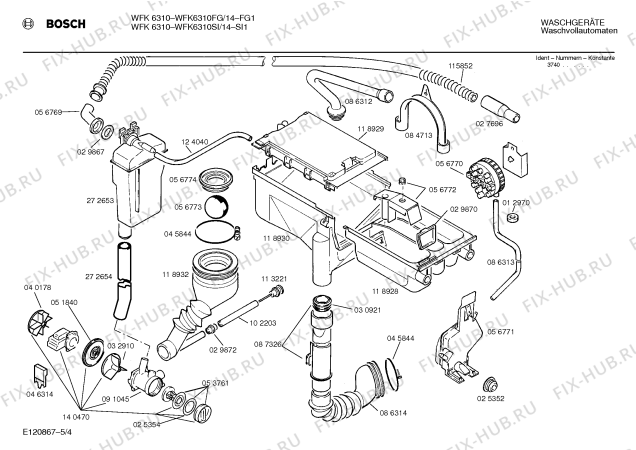 Схема №4 WFK6310FG WFK6310 с изображением Панель для стиралки Bosch 00277726