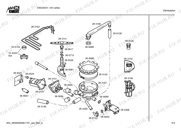 Взрыв-схема посудомоечной машины White Knight DW230 - Схема узла 04