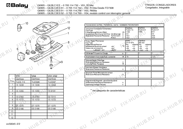 Взрыв-схема холодильника Balay G6905 GILBLC3EE/02 - Схема узла 02