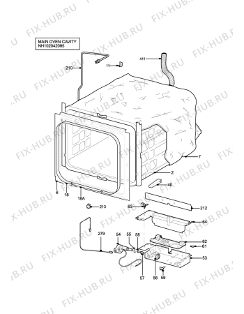 Взрыв-схема плиты (духовки) Parkinson Cowan CSIG316WN (STRATA) - Схема узла H10 Main Oven Cavity (large)