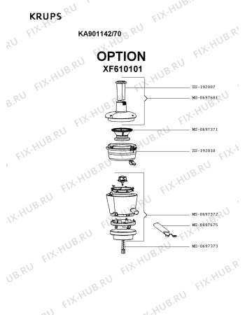 Взрыв-схема кухонного комбайна Krups KA901142/70 - Схема узла SP002972.8PA