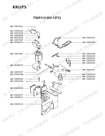 Взрыв-схема кофеварки (кофемашины) Krups F92011(0) - Схема узла SP001878.4P3