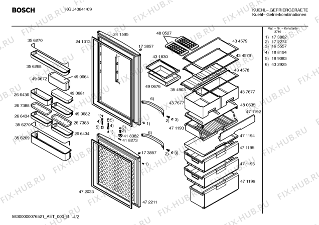 Схема №3 KGU40641 с изображением Дверь для холодильной камеры Bosch 00241595