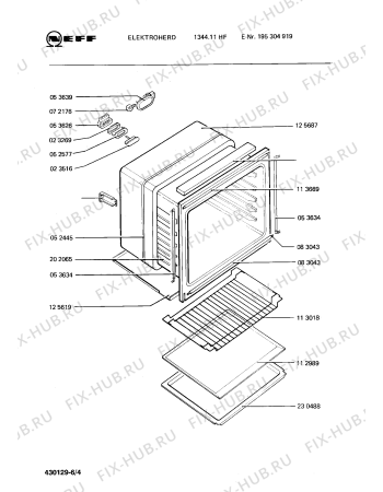 Схема №5 195301236 1344.11LHCS с изображением Направляющая для плиты (духовки) Bosch 00023578