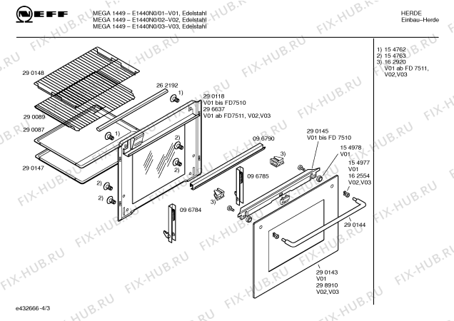 Схема №2 E1440N0 MEGA 1449 с изображением Панель управления для плиты (духовки) Bosch 00299359