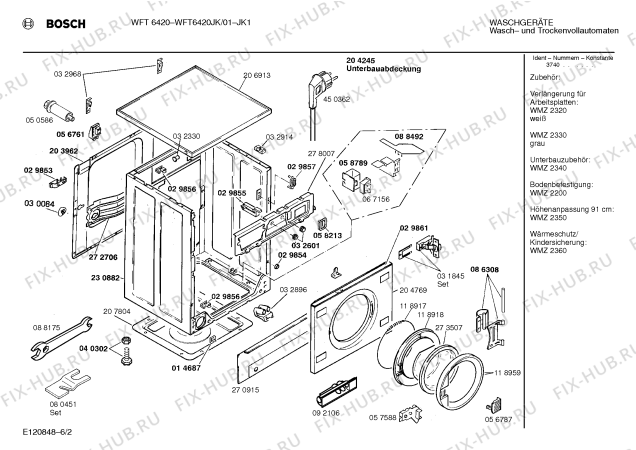 Взрыв-схема стиральной машины Bosch WFT6420JK WFT6420 - Схема узла 02