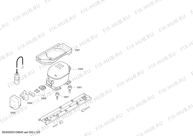 Взрыв-схема холодильника Bosch KSR30410SD - Схема узла 03