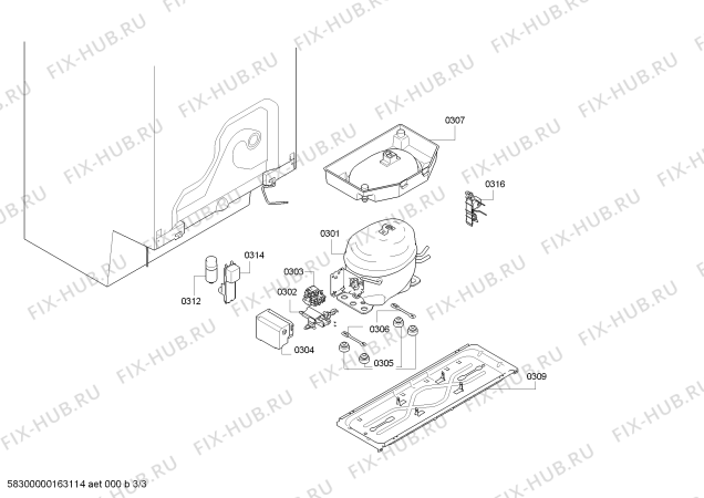 Взрыв-схема холодильника Siemens GS33NAW30F - Схема узла 03