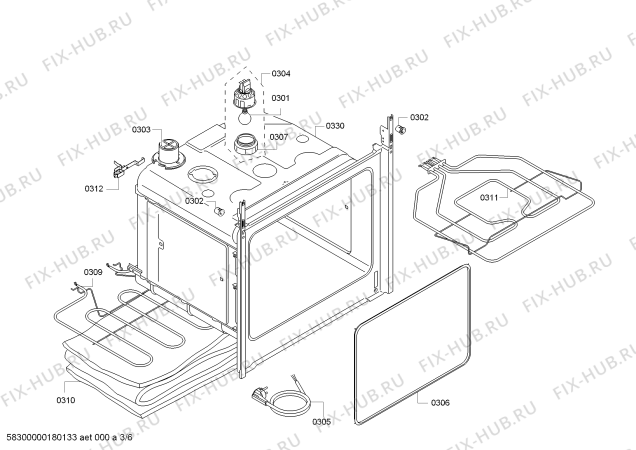 Взрыв-схема плиты (духовки) Bosch HBN431E4F - Схема узла 03