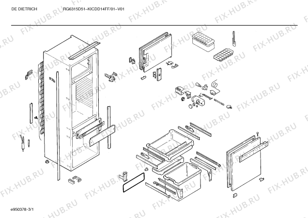 Схема №3 KICDD11FF RG6315D13 с изображением Поднос для холодильной камеры Bosch 00270770