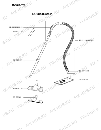 Взрыв-схема пылесоса Rowenta RO6843EA/411 - Схема узла IP006003.0P3