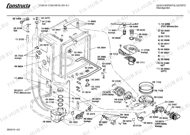 Взрыв-схема посудомоечной машины Constructa CG610S1IL CG610 - Схема узла 02