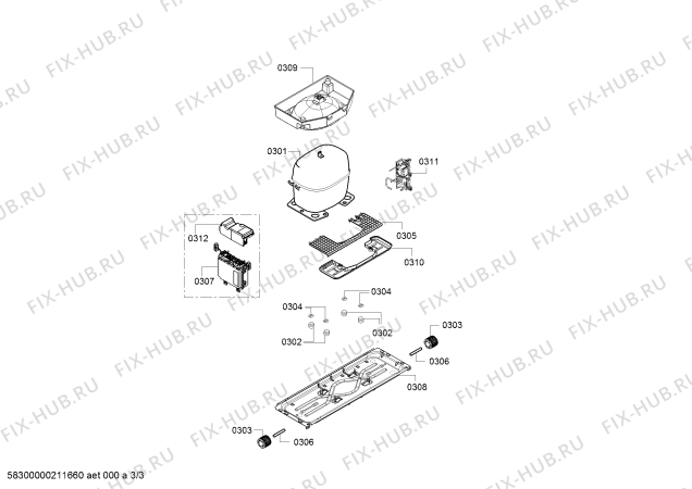 Взрыв-схема холодильника Bosch KGE362L4B, Bosch - Схема узла 03