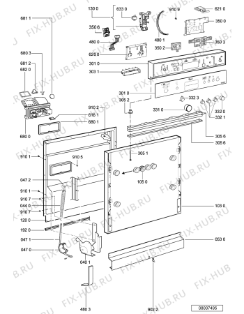 Взрыв-схема посудомоечной машины Whirlpool WP 69/3 IX - Схема узла