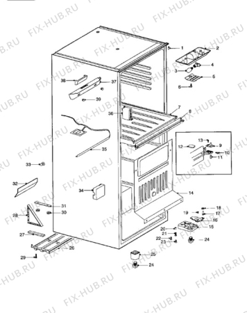 Взрыв-схема холодильника Electrolux ER2655B - Схема узла Cabinet + furniture (extra)