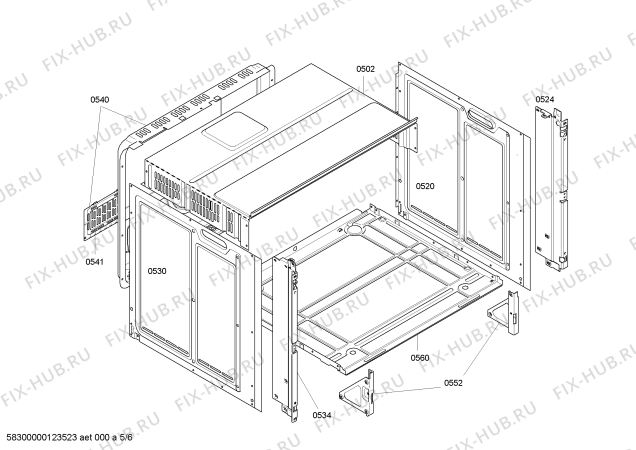 Взрыв-схема плиты (духовки) Bosch HBN43R551B - Схема узла 05