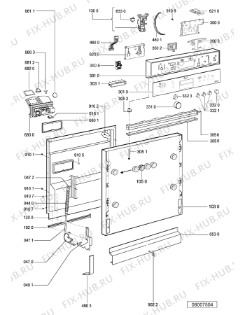 Взрыв-схема посудомоечной машины Whirlpool ADG 699/1 IX - Схема узла