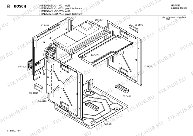 Взрыв-схема плиты (духовки) Bosch HBN252AEU - Схема узла 04