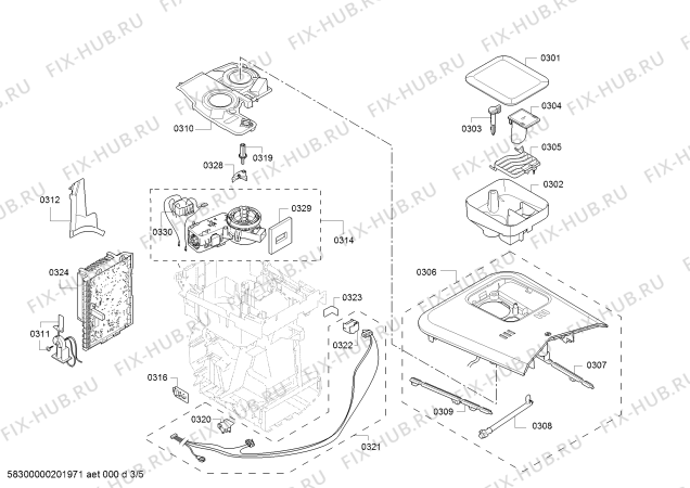 Взрыв-схема кофеварки (кофемашины) Siemens TI915M89RW EQ.9 s500 - Схема узла 03