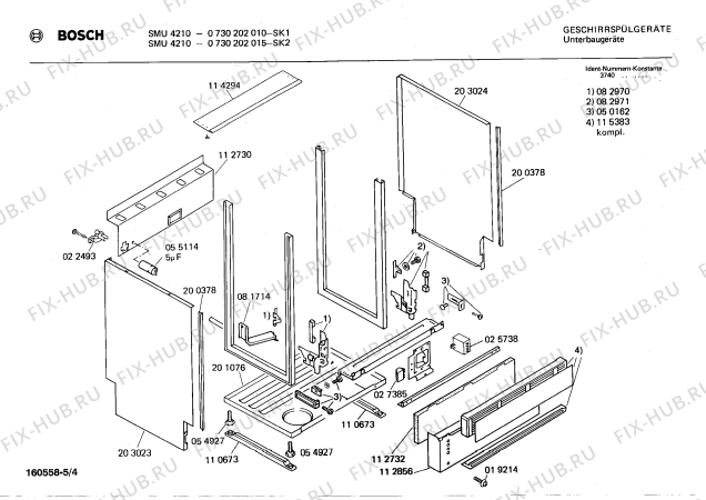 Взрыв-схема посудомоечной машины Bosch 0730202015 SMU4210 - Схема узла 04