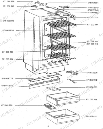 Взрыв-схема холодильника Aeg A1242-4 - Схема узла Cabinet + armatures