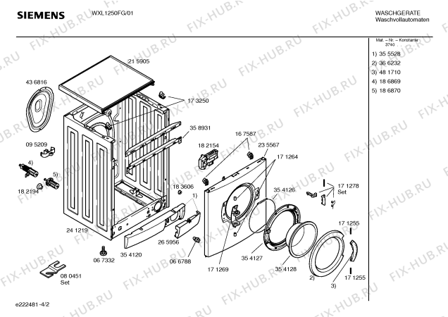Взрыв-схема стиральной машины Siemens WXL1250FG Siwamat XL 1250 - Схема узла 02