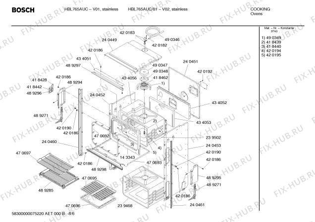 Схема №5 HBL765AUC с изображением Панель управления для холодильника Bosch 00143694
