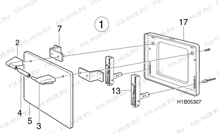 Взрыв-схема посудомоечной машины Electrolux EK4140 - Схема узла H10 Oven Door bi (small)