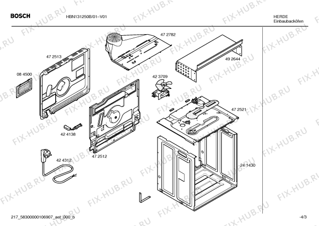 Взрыв-схема плиты (духовки) Bosch HBN131250B - Схема узла 03