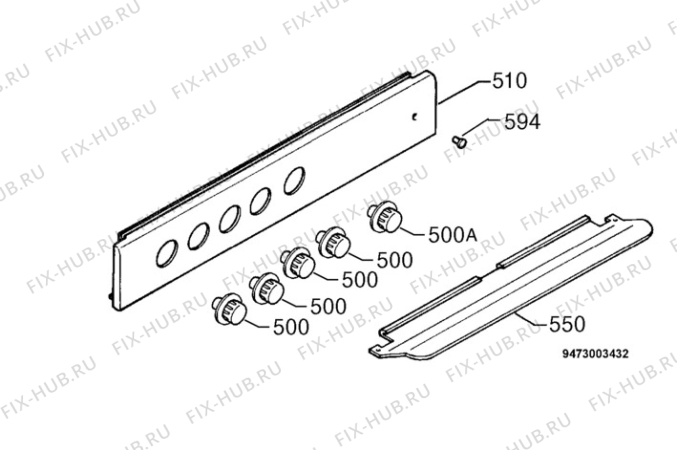 Взрыв-схема плиты (духовки) Zanussi ZCG5250W - Схема узла Command panel 037