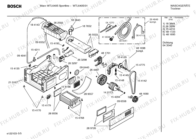 Схема №5 WTL640S MAXX WTL640S Sportline с изображением Панель управления для электросушки Bosch 00366584