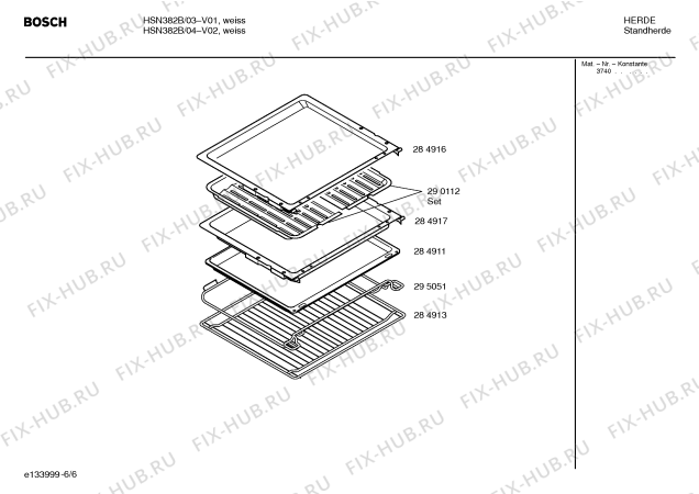 Схема №4 HSN382B с изображением Инструкция по эксплуатации для плиты (духовки) Bosch 00528992