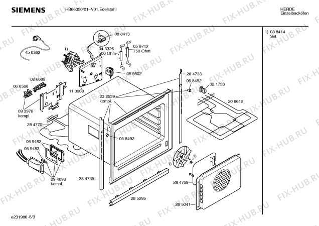 Схема №2 HB66050 с изображением Инструкция по эксплуатации для электропечи Siemens 00516783