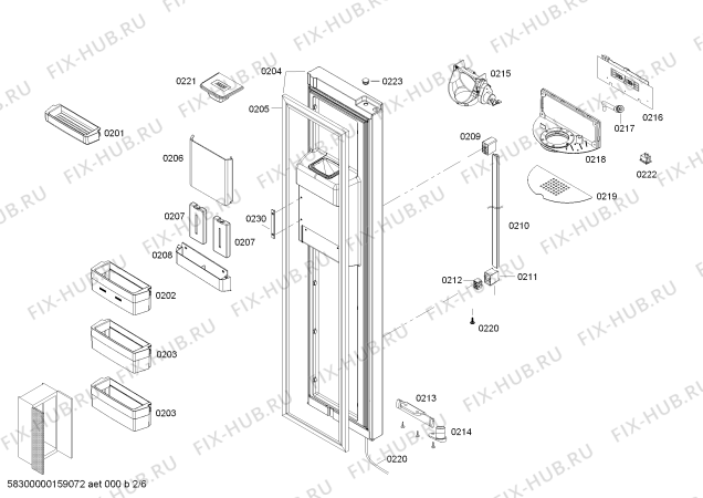 Взрыв-схема холодильника Bosch KAD62V40GB - Схема узла 02